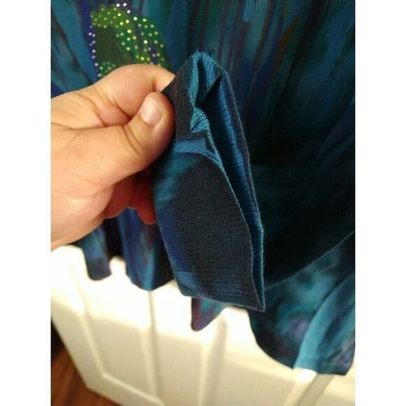 Vintage Suzie Long Sleeve Blue V Neck Artsy Top. Size M - Picture 9 of 10